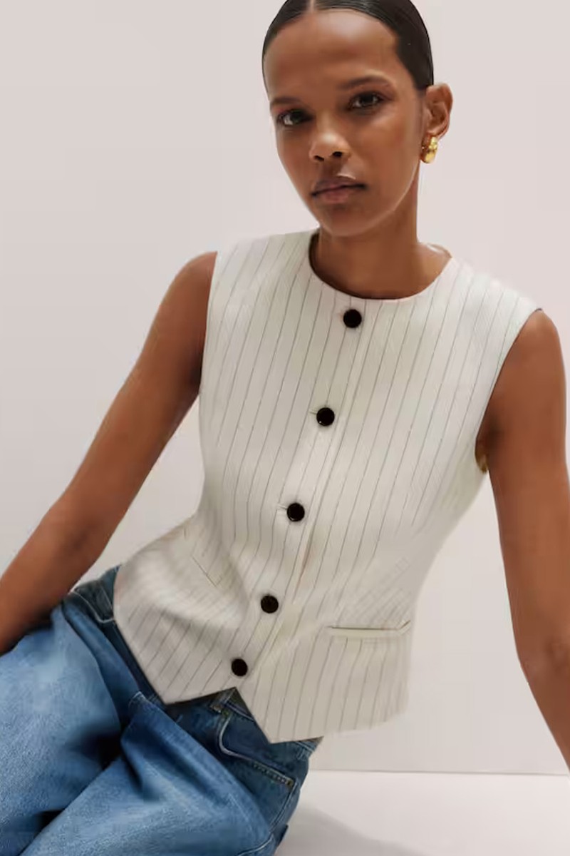 Round Neck Pinstripe Waistcoat from ME+EM