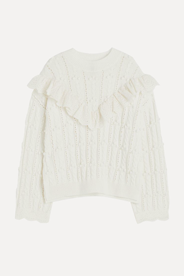 Frill Trimmed Textured Knit Jumper  from H&M