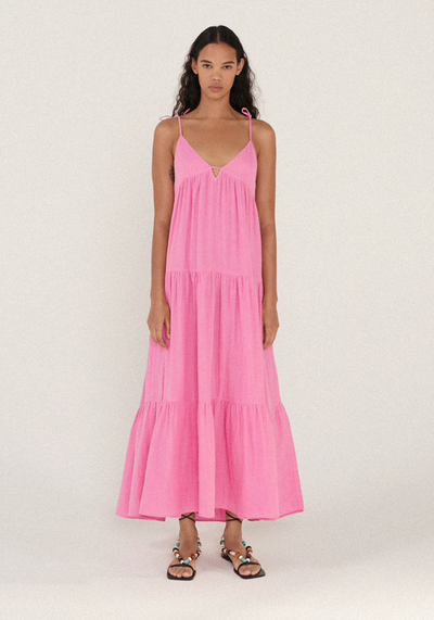 Chiffon Tiered Midi Dress