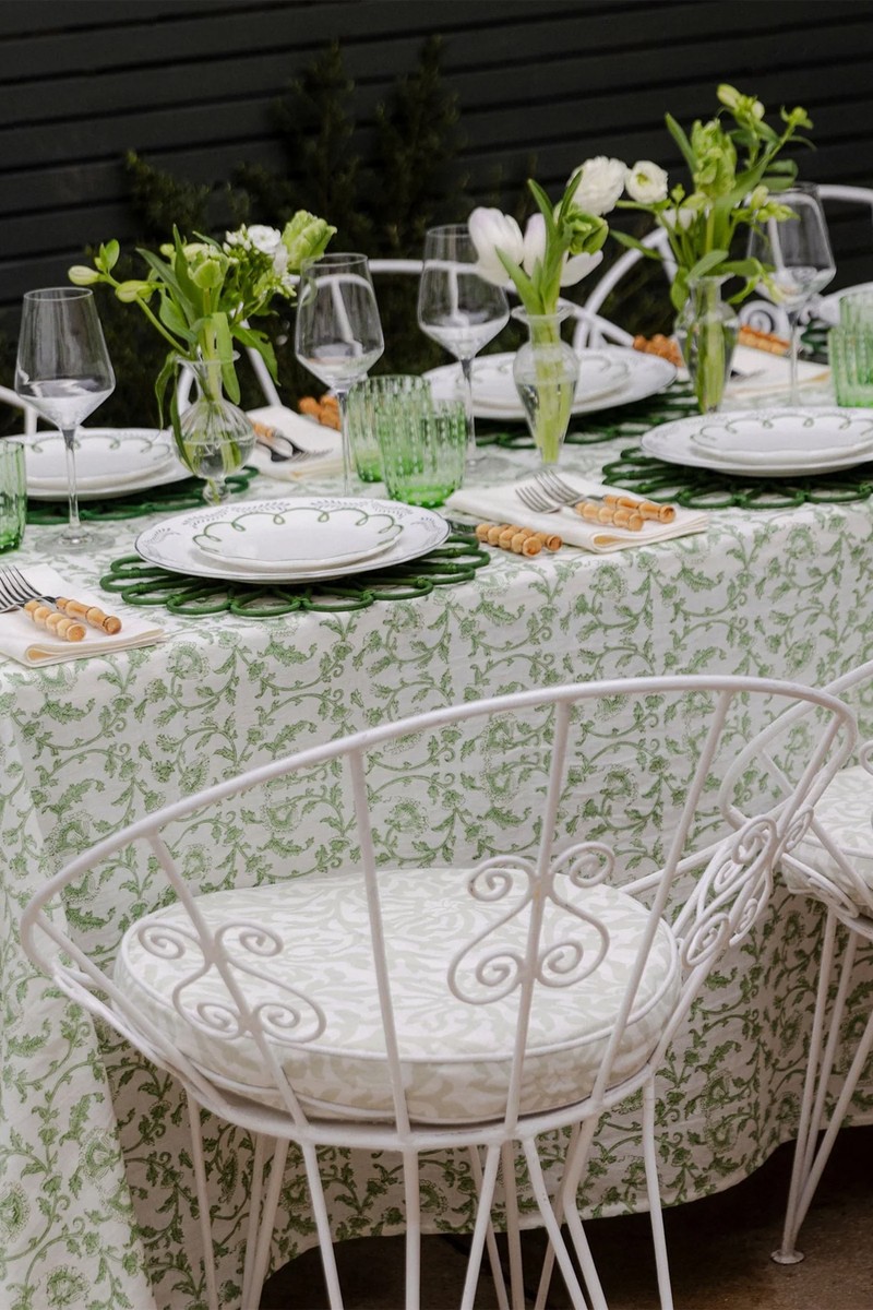 Lola Green Vine Tablecloth from Maison Margaux