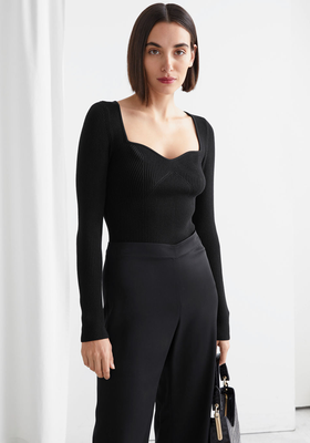 Fitted Sweetheart Neck Rib Top from & Other Stories