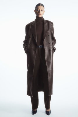 Oversized Double-Breasted Leather Coat from COS
