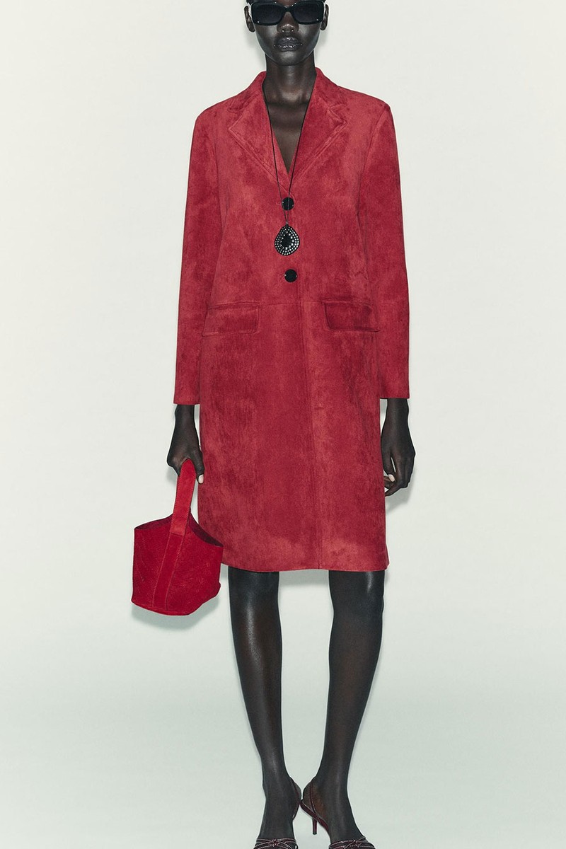 Faux Suede Frock Coat