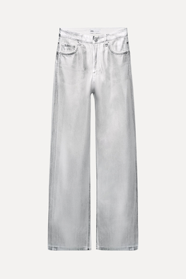 TRF High-Waist Metallic Jeans   from Zara