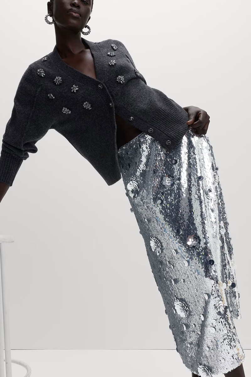 Sequin Midaxi A-Line Skirt