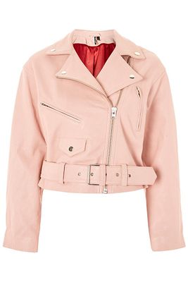 Pink Leather Biker Jacket from Topshop