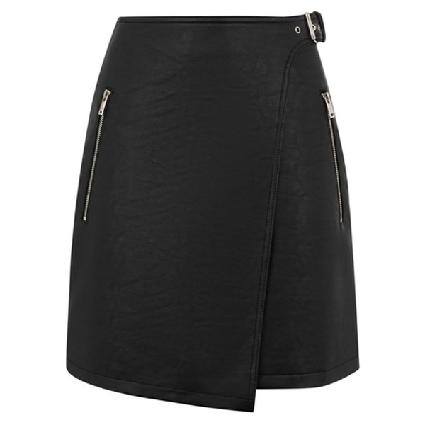 Faux Leather Wrap Skirt