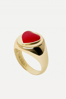 Gold Red Heart Ring from Wilhelmina Garcia