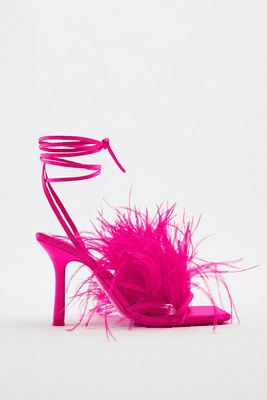 High-Heel Sandals With Feathers from Zara
