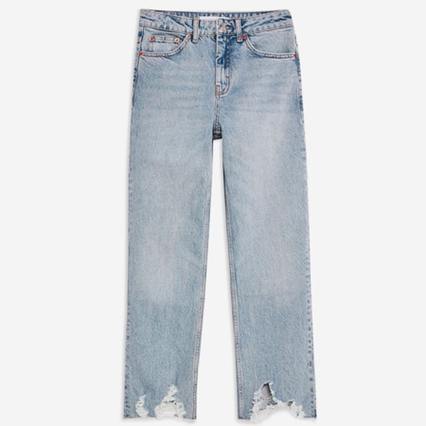 Bleach Jagged Hem Straight Jeans from Topshop