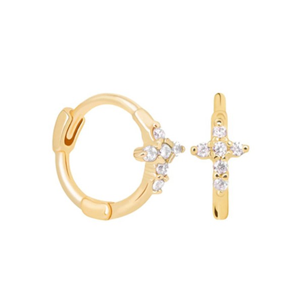 Mystic Cross Huggies In Gold