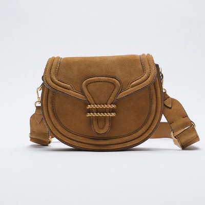 Oval Split Suede Crossbody Bag from Zara