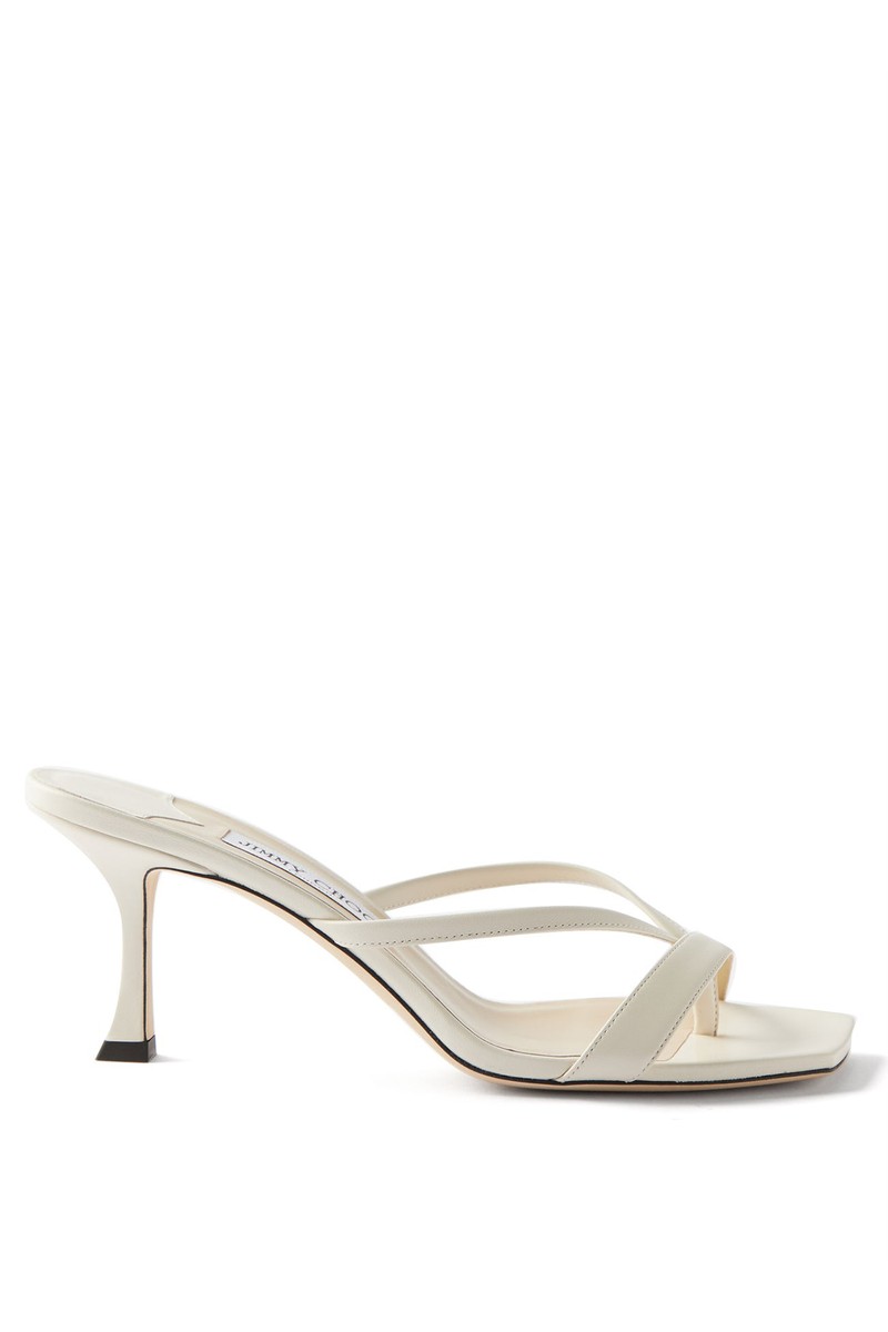 Maelie 70 Square-Toe Leather Sandals from Jimmy Choo