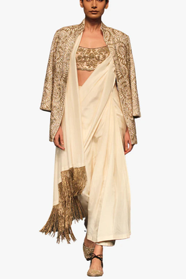 Silk Pre-Draped Sari 3 Piece Set from Anand Kabra