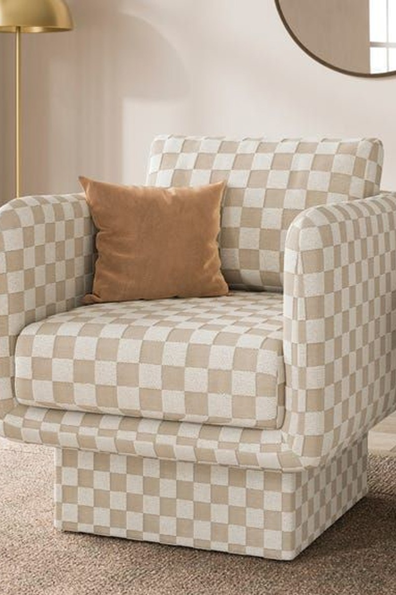 Jude Checkerboard Upholstered Cube Armchair