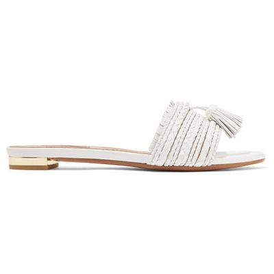 Sauvage Tasseled Woven Leather Sandals from Aquazzura