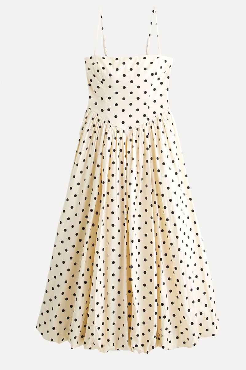 Dipped-Waist Bubble Hem Midi Dress from Abercrombie & Fitch