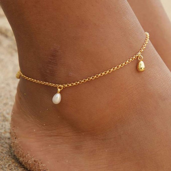 Illume Pearl Charm Anklet In Gold from Astrid & Miyu