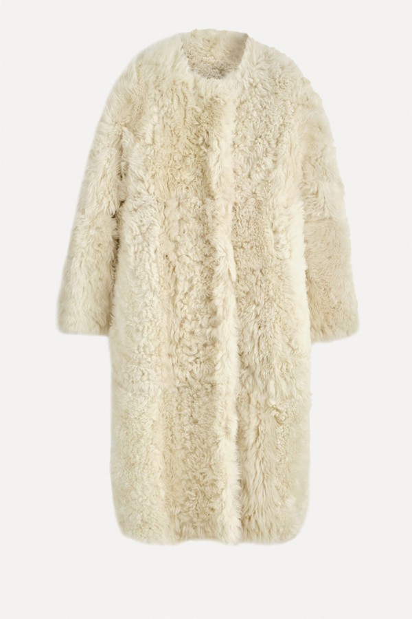 Collarless Shearling Long Coat from Cos