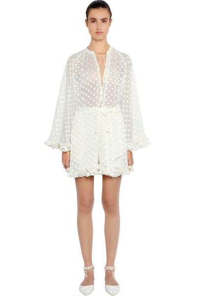 Ruffled Polka Dot Chiffon Romper from Zimmermann