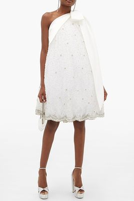 One-Shoulder Crystal-Embellished Tulle Dress from Richard Quinn