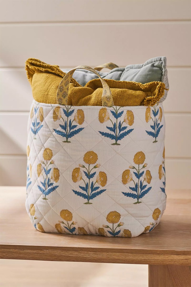 Quilted Block Print Basket from Anthropologie