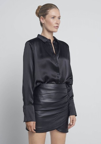 Oversized 100% Premium Silk Shirt With Shoulder Pads from Novo London