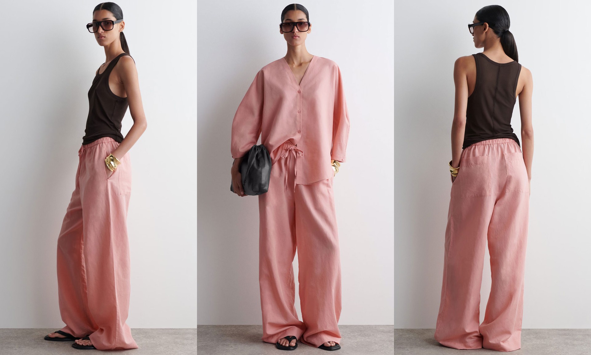 Wide-Leg Linen Drawstring Trousers from COS