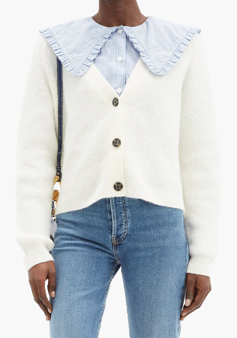 V-Neck Ribbed-Knit Cardigan from Ganni