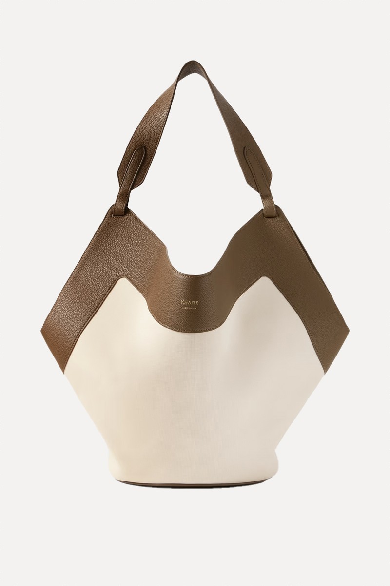 Lotus Medium Leather-Trimmed Canvas Tote from KHAITE