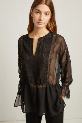 Abella Lace Mix Tie Sleeve Blouse from French Connection
