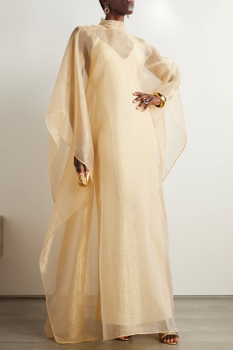 Sphinx Draped Metallic Organza Gown from Taller Marmo