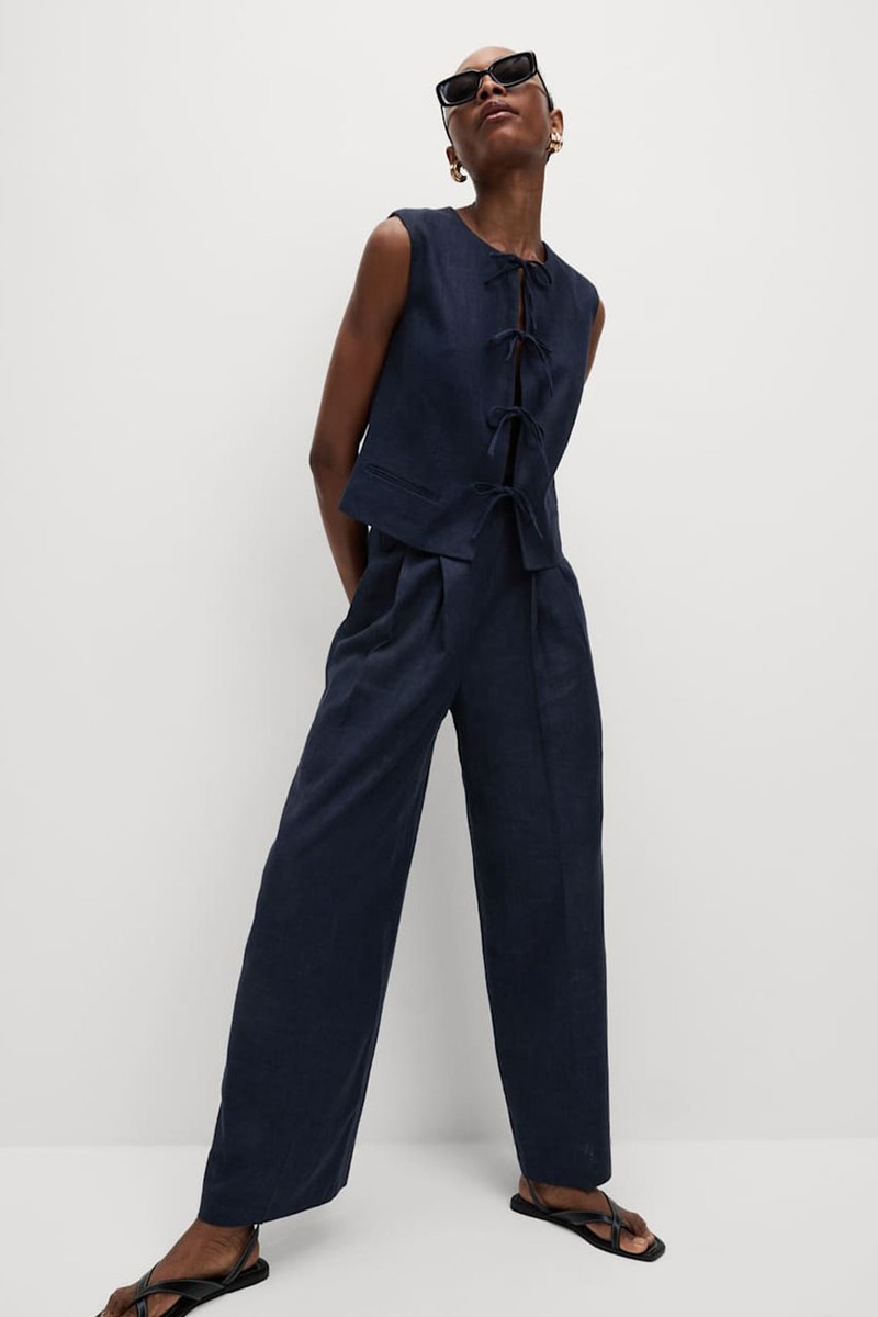 Linen Rich Twill Wide Leg Trousers from Marks & Spencer