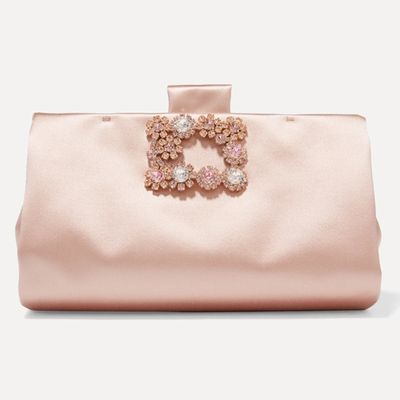 Crystal-embellished Satin Clutch from Roger Vivier