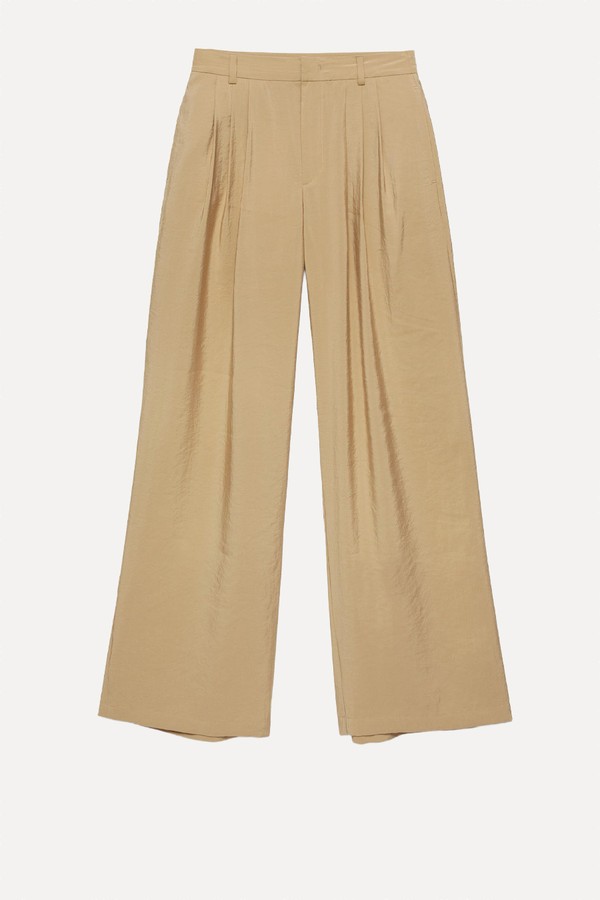 Wide-Leg Darted Trousers 