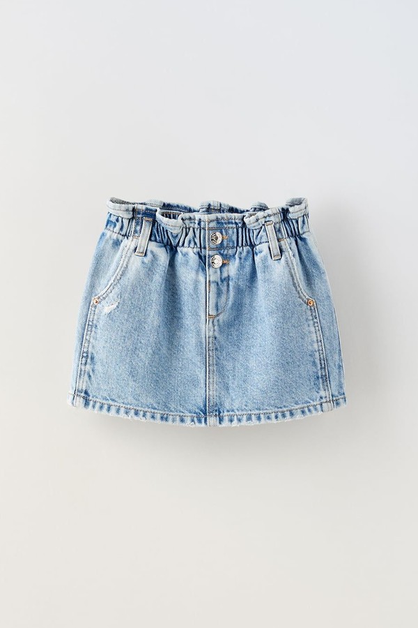 Paperbag Denim Skirt