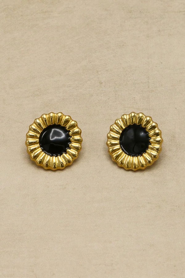 Vintage Enamel Flower Stud Earrings