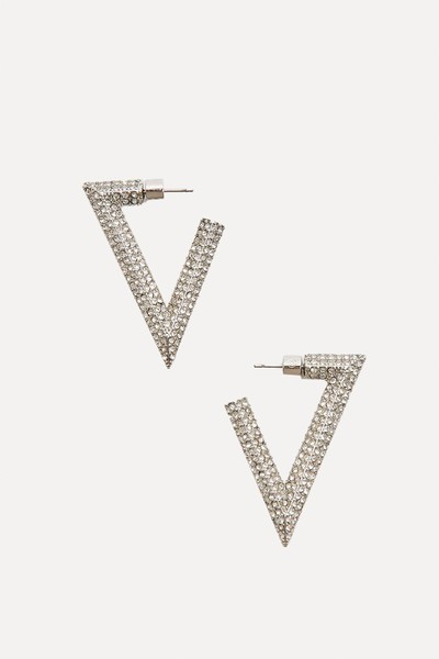 Triangle Rhinestone Earrings from Stradivarius x Jane Kønig