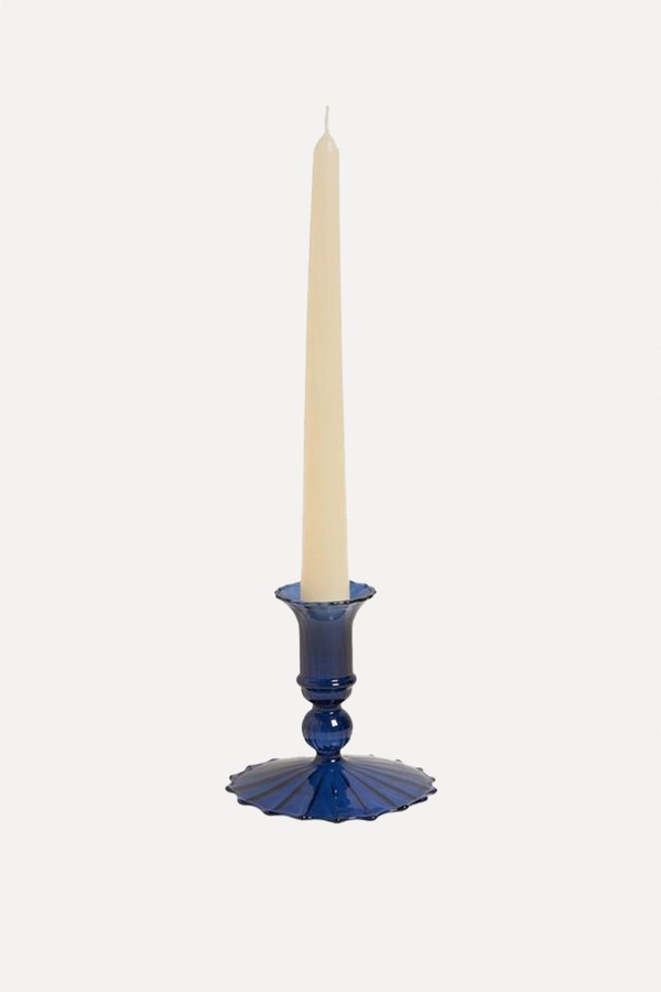 Glass Short Bobbin Candlestick Holder from John Lewis