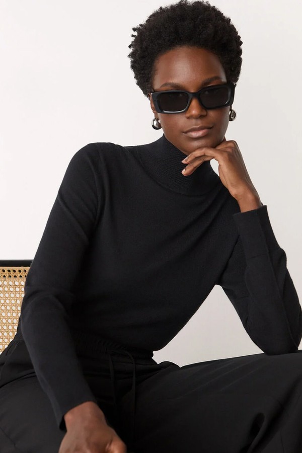 Fine Wool Mix Funnel Neck Knit