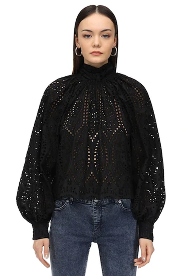 Broderie Anglaise Blouse W/Bow from Ganni