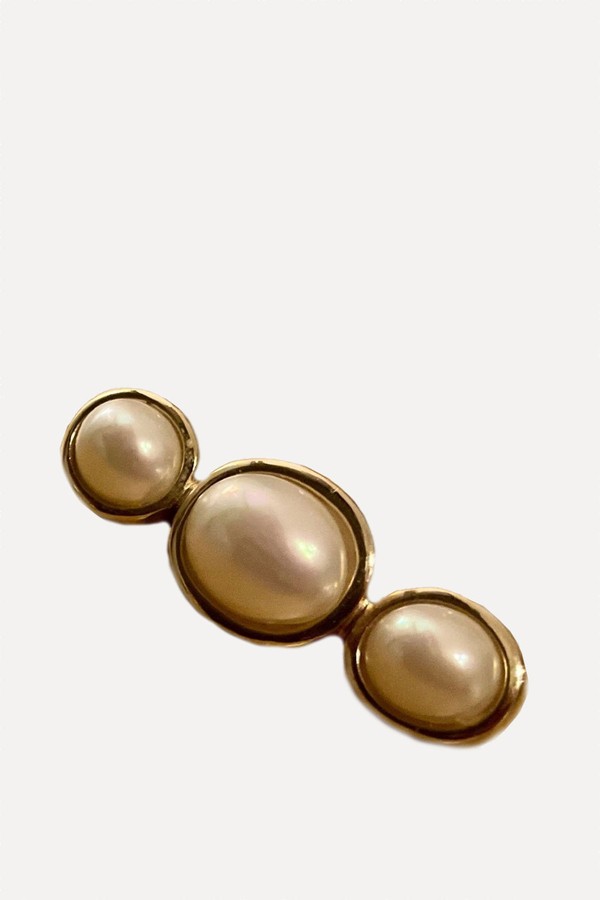 Vintage Gold Plated Faux Pearl Costume Pin Brooch from Christian Dior