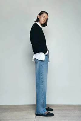 Straight Jeans With Forward Seams
