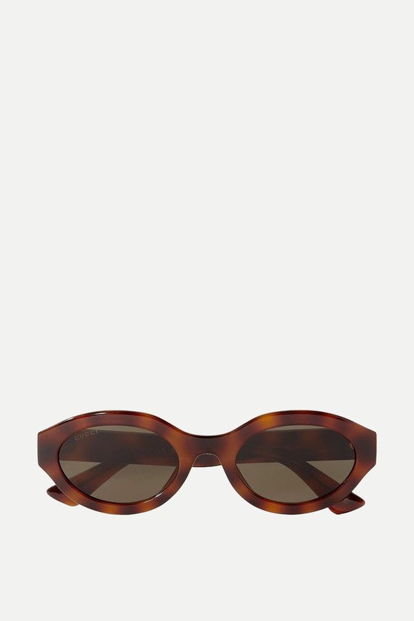 Oval-Frame Tortoiseshell Acetate Sunglasses from Gucci Eyewear