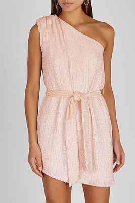 Ella Pink One-Shoulder Sequin Mini Dress from Retrofête