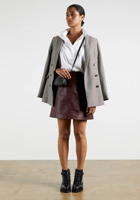 Valiat A-Line Leather Mini Skirt