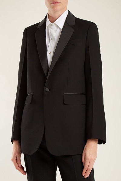 Jan Single-Breasted Contrast-Trim Wool Blazer from Joseph