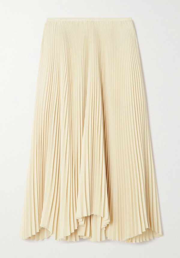 Asymmetric Pleated Gabardine Skirt from Jil Sander