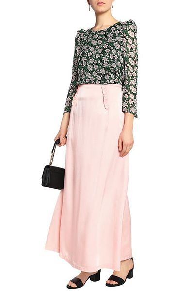 Ruffle-Trimmed Textured-Satin Maxi Skirt from Claudie Pierlot