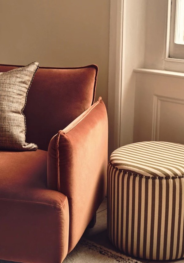 Costellini Stripe Linen Ottoman 